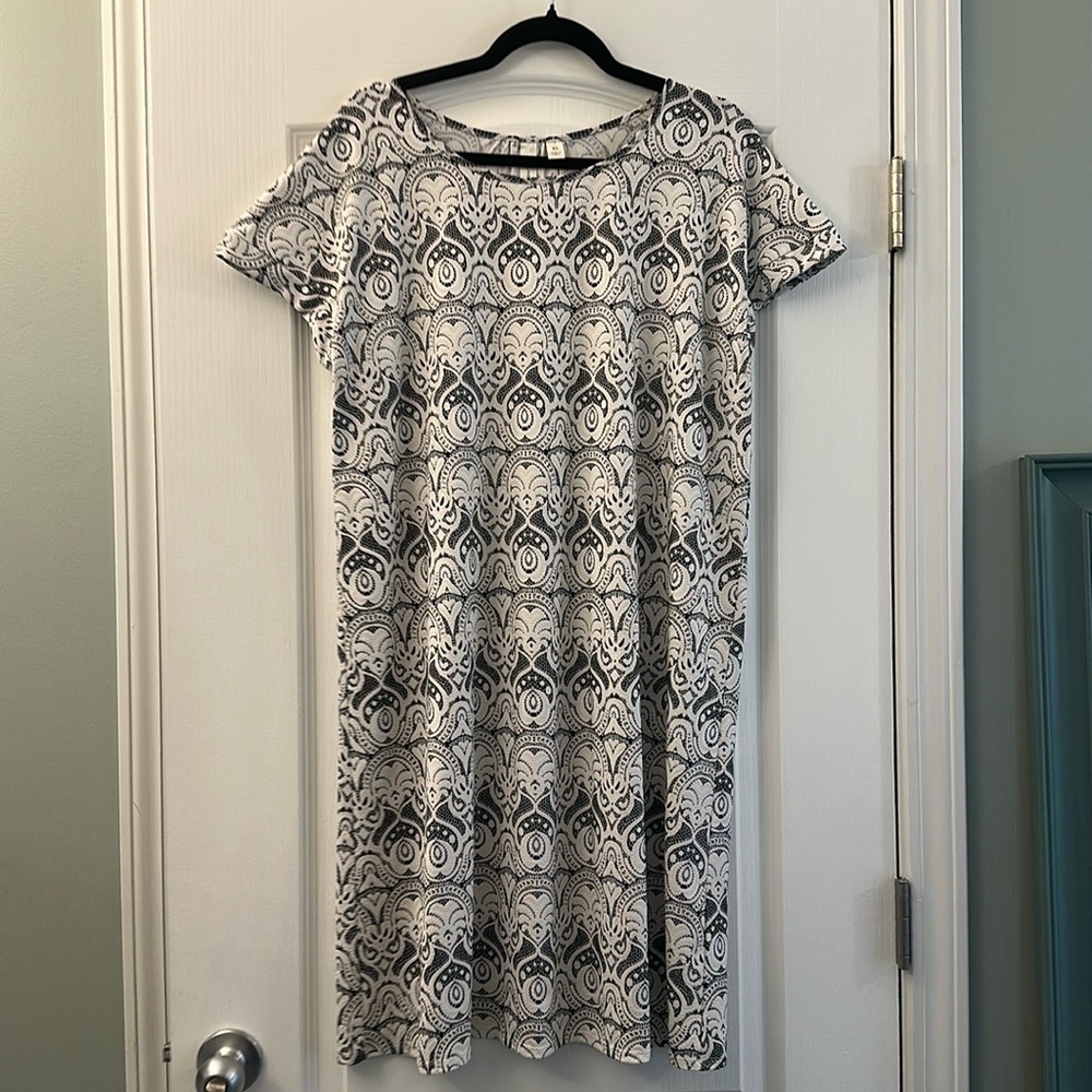 TACERA black and white midi shift dress pull on size XL